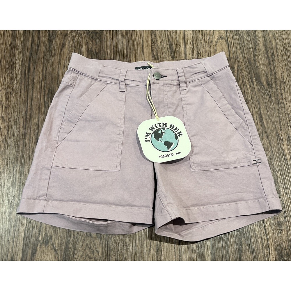 Toad & Co Womens Earthworks Camp Feded Lilac Short Size 0 Organic Cotton Blend - Picture 1 of 9